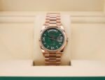 Rolex Day-Date 36 mm President Rose Gold Green Aventurine Diamond Dial Fluted Bezel - 128235 - 图片 2