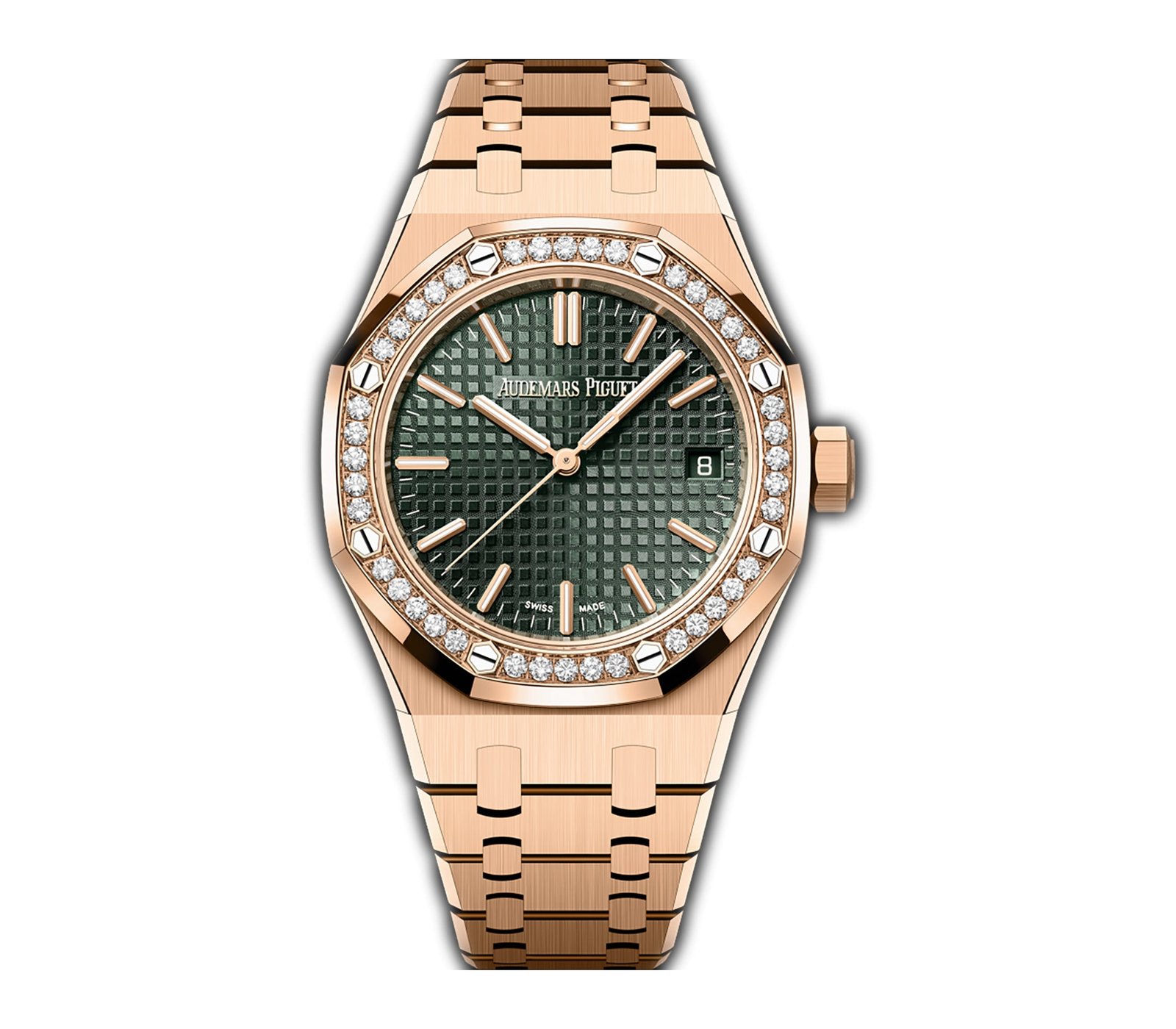 AP-15551OR.ZZ_.1356OR.06.jpg 37mm 18k Rose Gold Diamond Bezel Green Dial Automatic - 图片 1