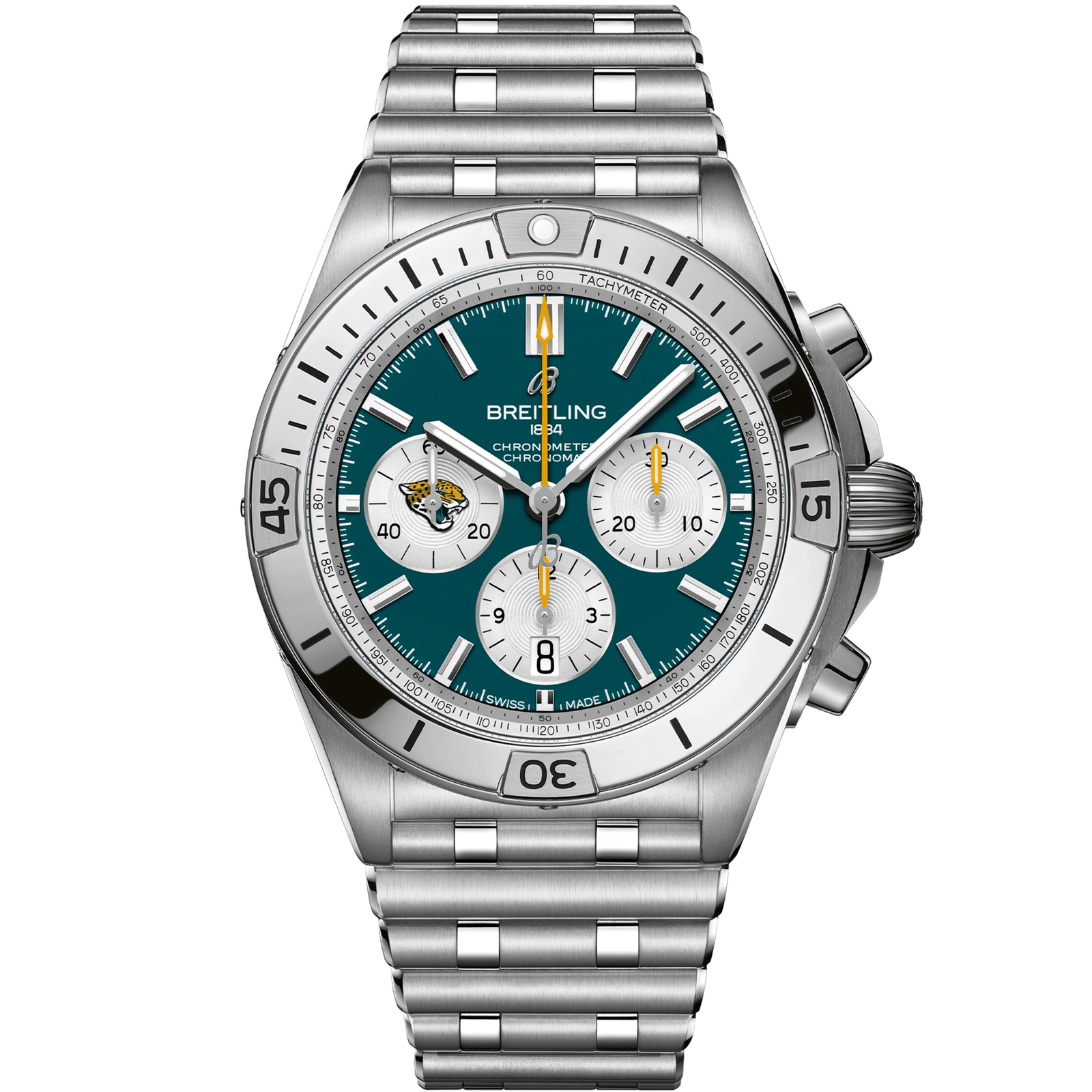 Chronomat_B0142_AB01342B1L3A1_STEEL_JACKSONVILLE_JAGUARS_DIGITAL-scaled-1.png Chronomat B01 42 NFL Jacksonville Jaguars Edition AB01342B1L3A1 - 图片 1