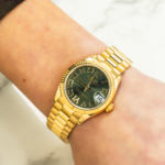 Rolex Ladies 31mm 18K Yellow Gold Datejust 278278 with Green Roman Diamond Dial and President Bracelet - 图片 6
