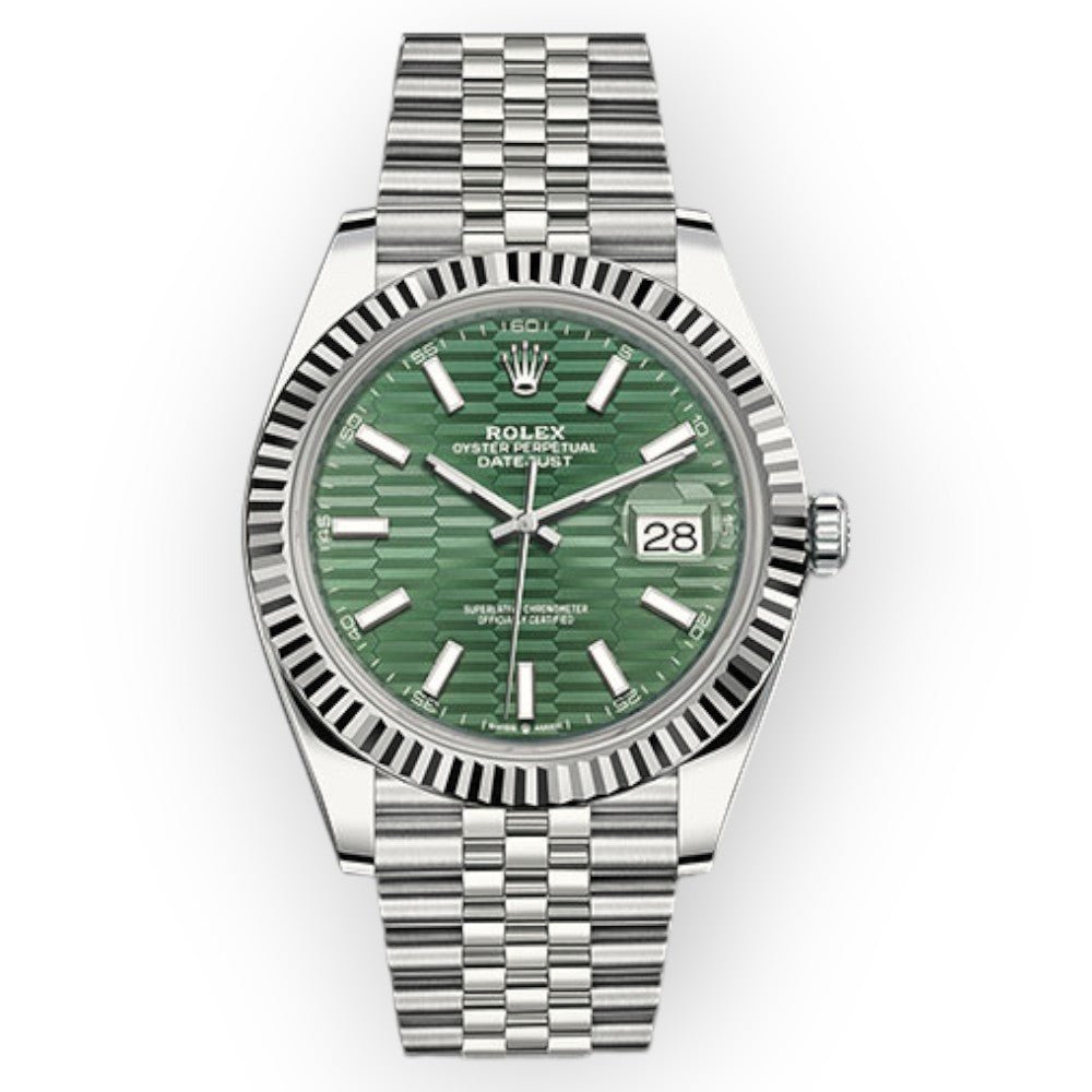 Pre-Owned-Rolex-Datejust-126334-41mm-Green-Motif-Dial-With-Jubilee-JD-Watches-NY.jpg Rolex Datejust 126334 41mm Green Motif Dial With Jubilee - 图片 1