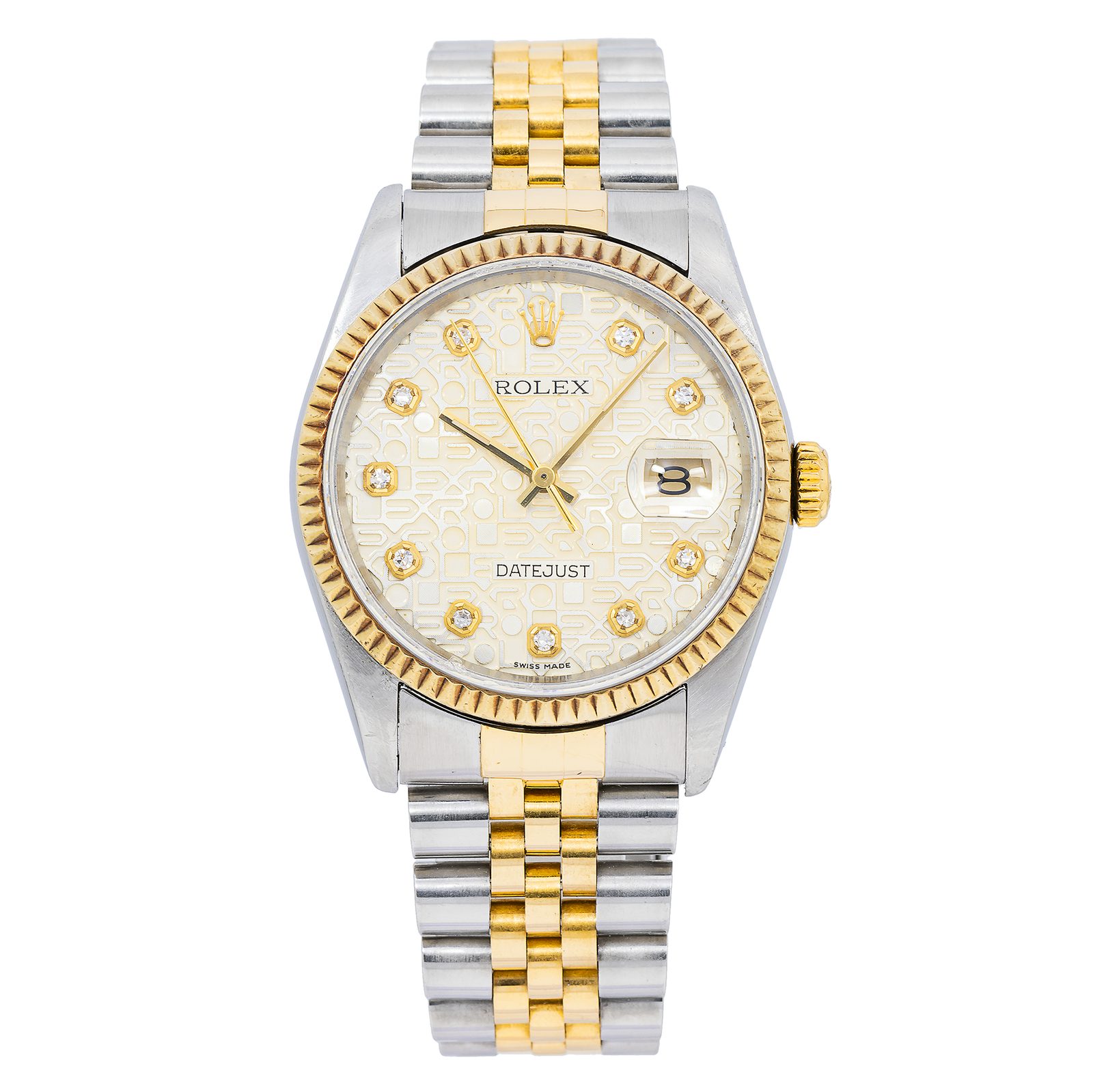 Pre-Owned-Rolex-Datejust-36MM-16233-Stainless-Steel-and-Yellow-Gold-Fluted-Bezel-Original-Jubilee-Diamond-Dial-JD-Watches-NY.png Rolex Datejust 36MM 16233 Stainless Steel and Yellow Gold Fluted Bezel Original Jubilee Diamond Dial - 图片 1