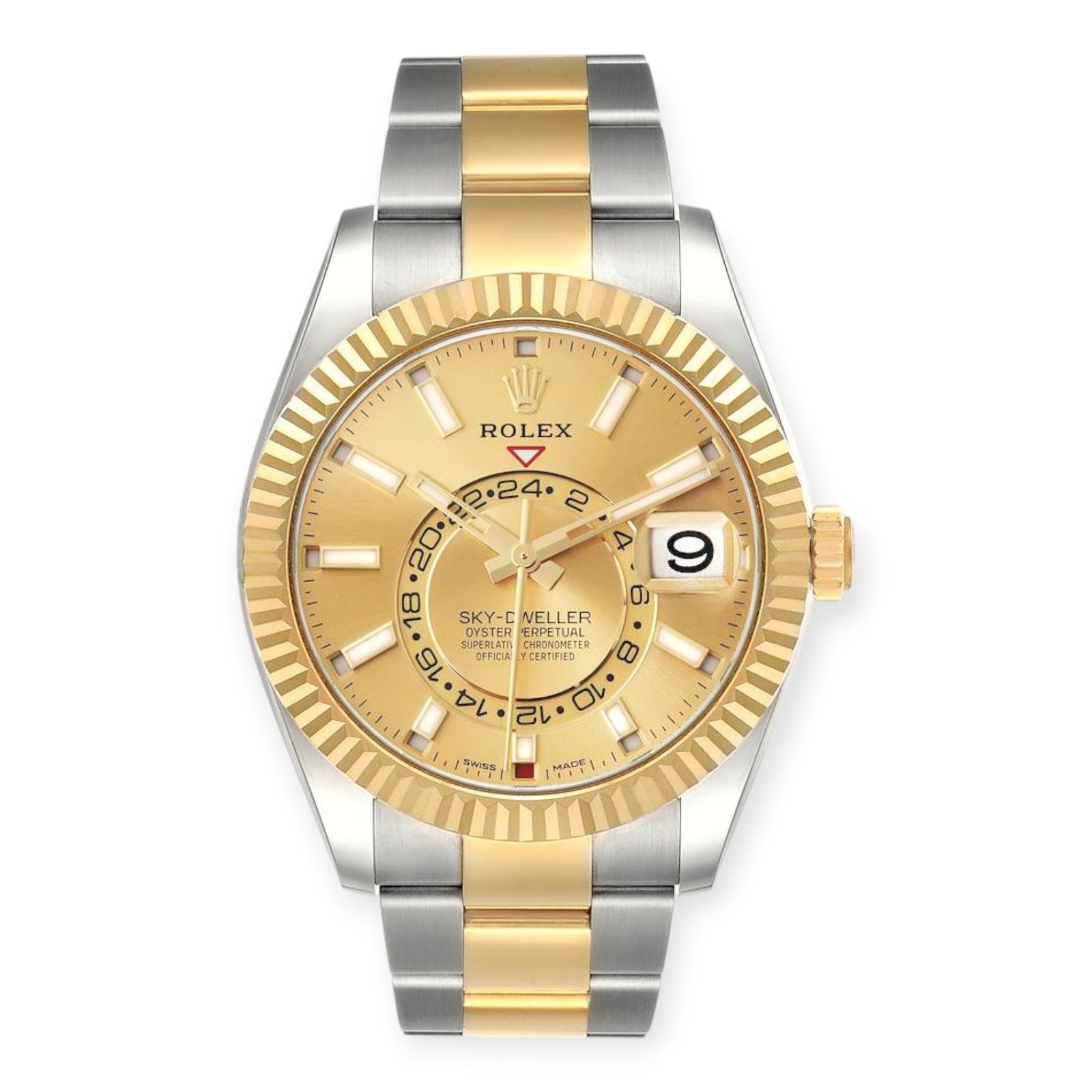 Pre-Owned-Rolex-Sky-Dweller-Stainless-Steel-and-Yellow-Gold-Jubilee-Bracelet-Champagne-Dial-326933-JD-Watches-NY.jpg Rolex Sky Dweller Stainless Steel and Yellow Gold Jubilee Bracelet Champagne Dial 326933 - 图片 1