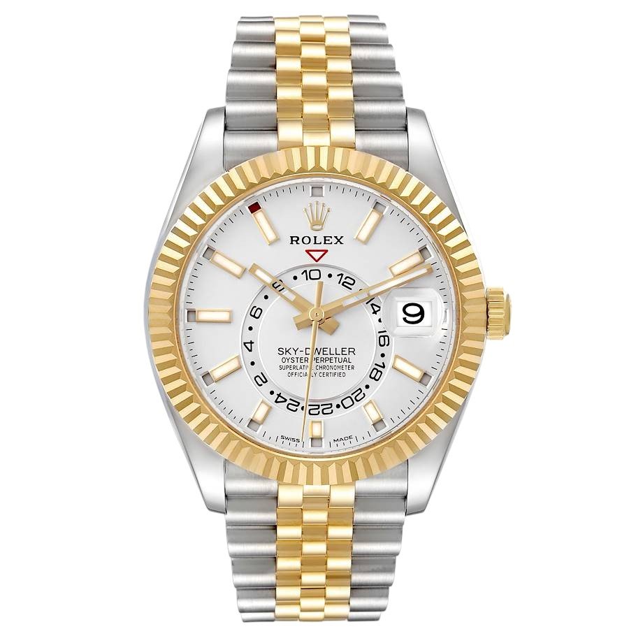 Pre-Owned-Rolex-Sky-Dweller-Stainless-Steel-and-Yellow-Gold-Jubilee-Bracelet-White-Dial-326933-JD-Watches-NY.jpg Rolex Sky Dweller Stainless Steel and Yellow Gold Jubilee Bracelet White Dial 326933 - 图片 1