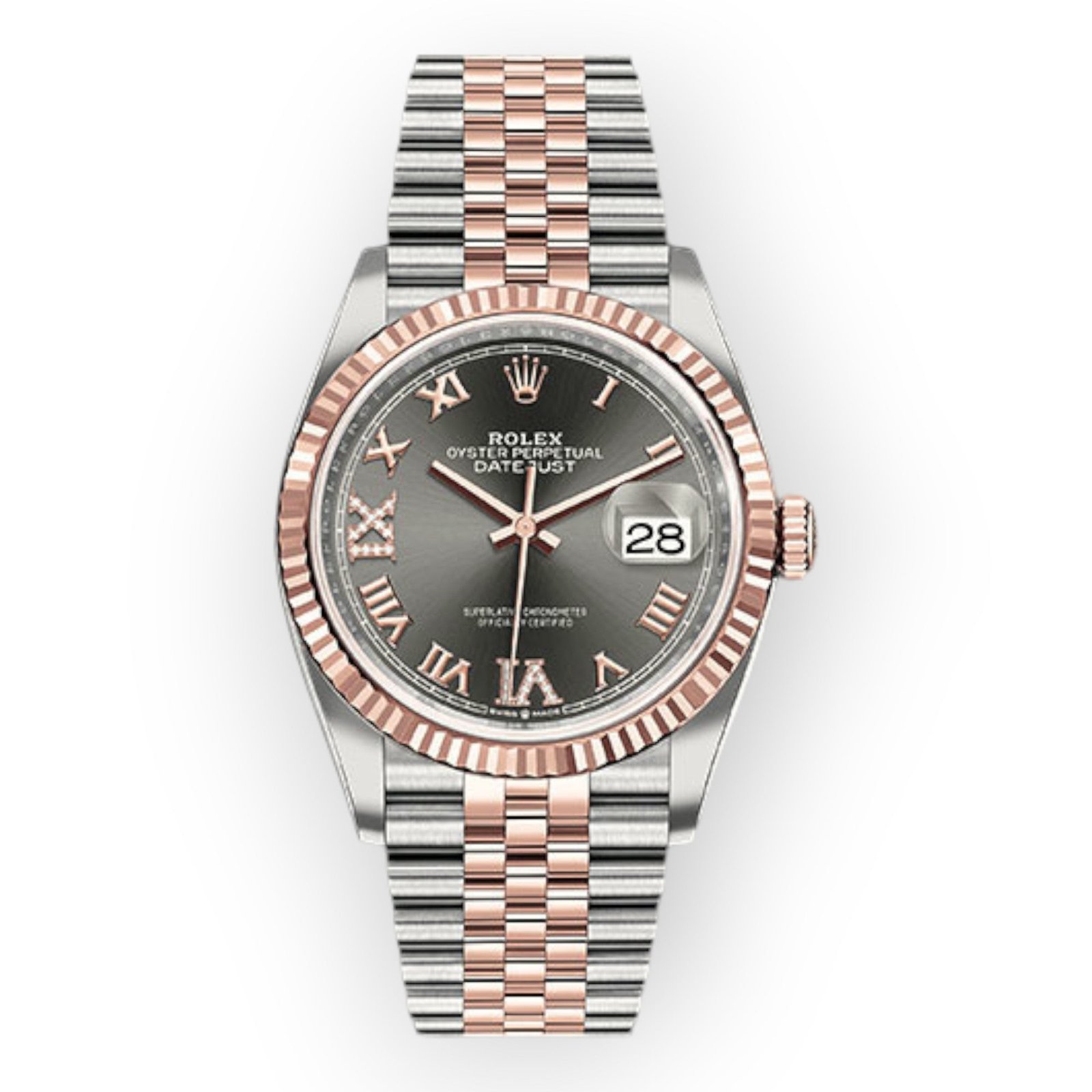 Pre-Owned-Rolex-Steel-and-Everose-Datejust-36-Watch-126231-Dark-Rhodium-Roman-Dial-Jubilee-Bracelet-JD-Watches-NY.jpg Rolex Steel and Everose Datejust 36 Watch 126231 Dark Rhodium Roman Dial - Jubilee Bracelet - 图片 1