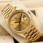 Rolex Yellow Gold Day-Date 40 Watch Champagne Baguette Diamond Dial - President Bracelet - 图片 3