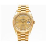 Rolex Yellow Gold Day-Date 40 Watch Champagne Baguette Diamond Dial - President Bracelet - 图片 4