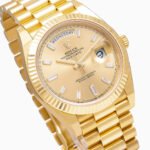 Rolex Yellow Gold Day-Date 40 Watch Champagne Baguette Diamond Dial - President Bracelet - 图片 5